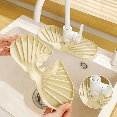 Silicone Faucet Splash Pad Kitchen Foldable Drainage Mat Multipurpose Toilet Soap Storage Slope Design for Rapid Drainage