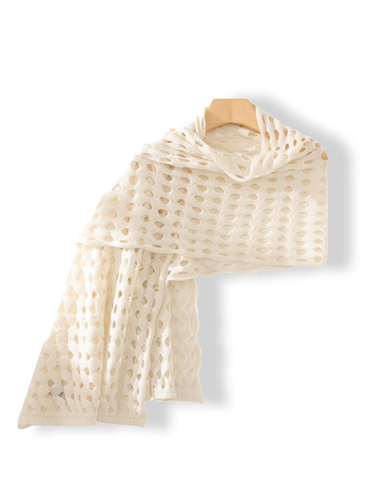 100% Cashmere Openwork Scarf Large Mesh Women Knit Shawl Knotted Wrap Casual Soft Warm Cashmere Hollow Out Cappa Cozy 170x43cm