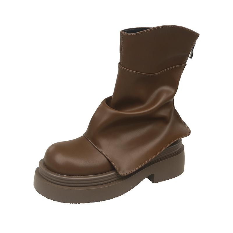 Popular Maillard platform Martin boots women's 2025 new summer versatile niche short boots heightening pile boots
