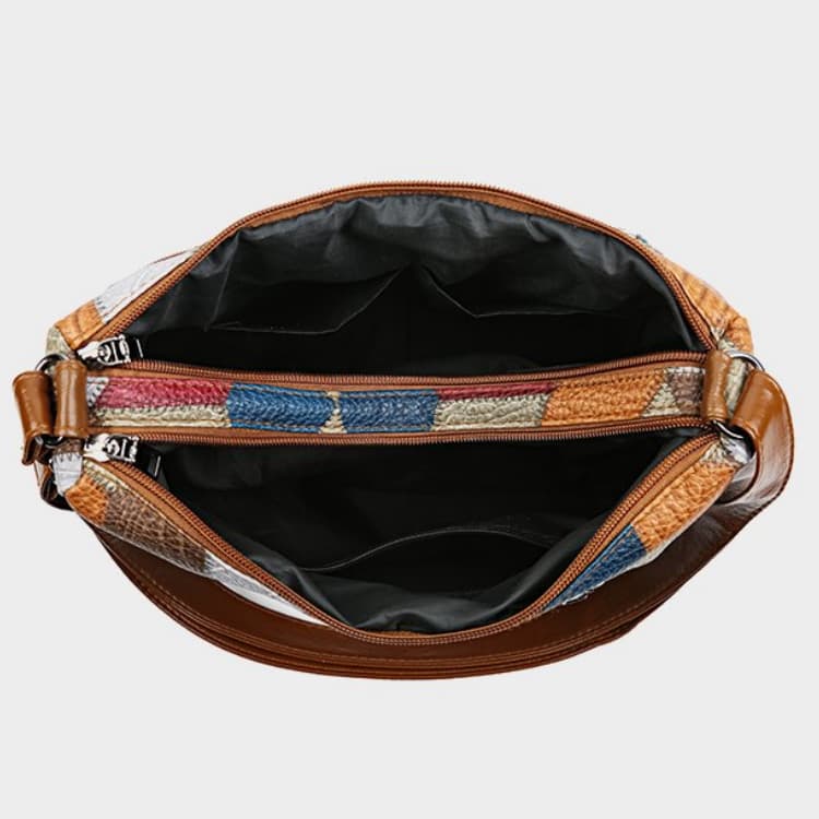 Damen Messenger-Tasche Schultertasche aus PU-Leder-Patchwork