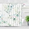 Butterfly Flower Shower Curtain Watercolor Plant Printed Bathroom Curtain Pretty Wildflower Pattern Bath Curtain With Hooks