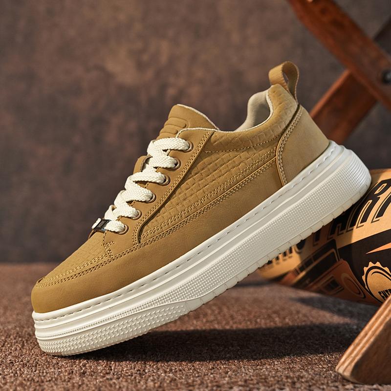 Luxury Brand Men's Leather Casual Shoes Outdoor Thick Bottom Lace-up Men's Sneakers Versatile Walking Men Shoes