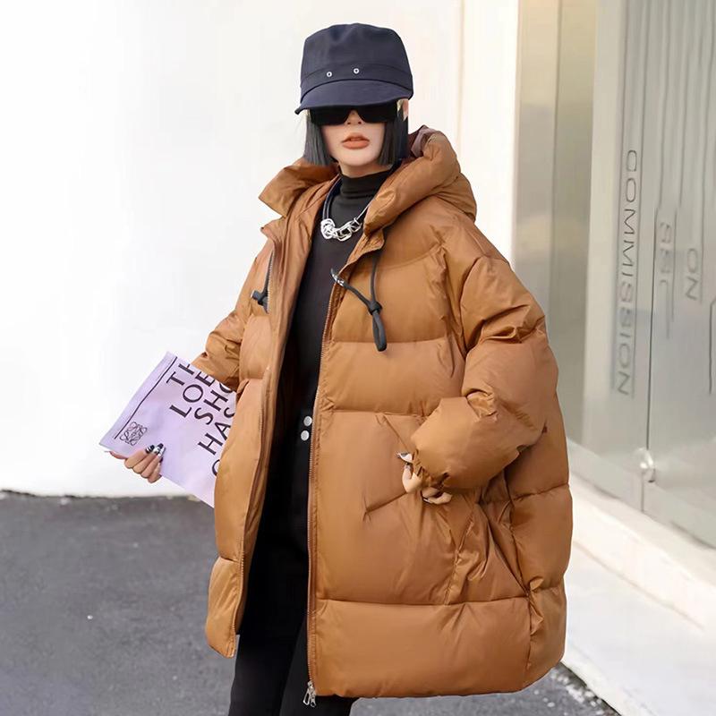 

Осенне-зимняя женская пуховая куртка свободного покроя, свободного покроя, толстая теплая верхняя одежда с капюшоном, длинное пуховое пальто One Size оранжевый