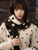 The Green Lab Dot Oversized Cardigan Scarf Set [Beige]