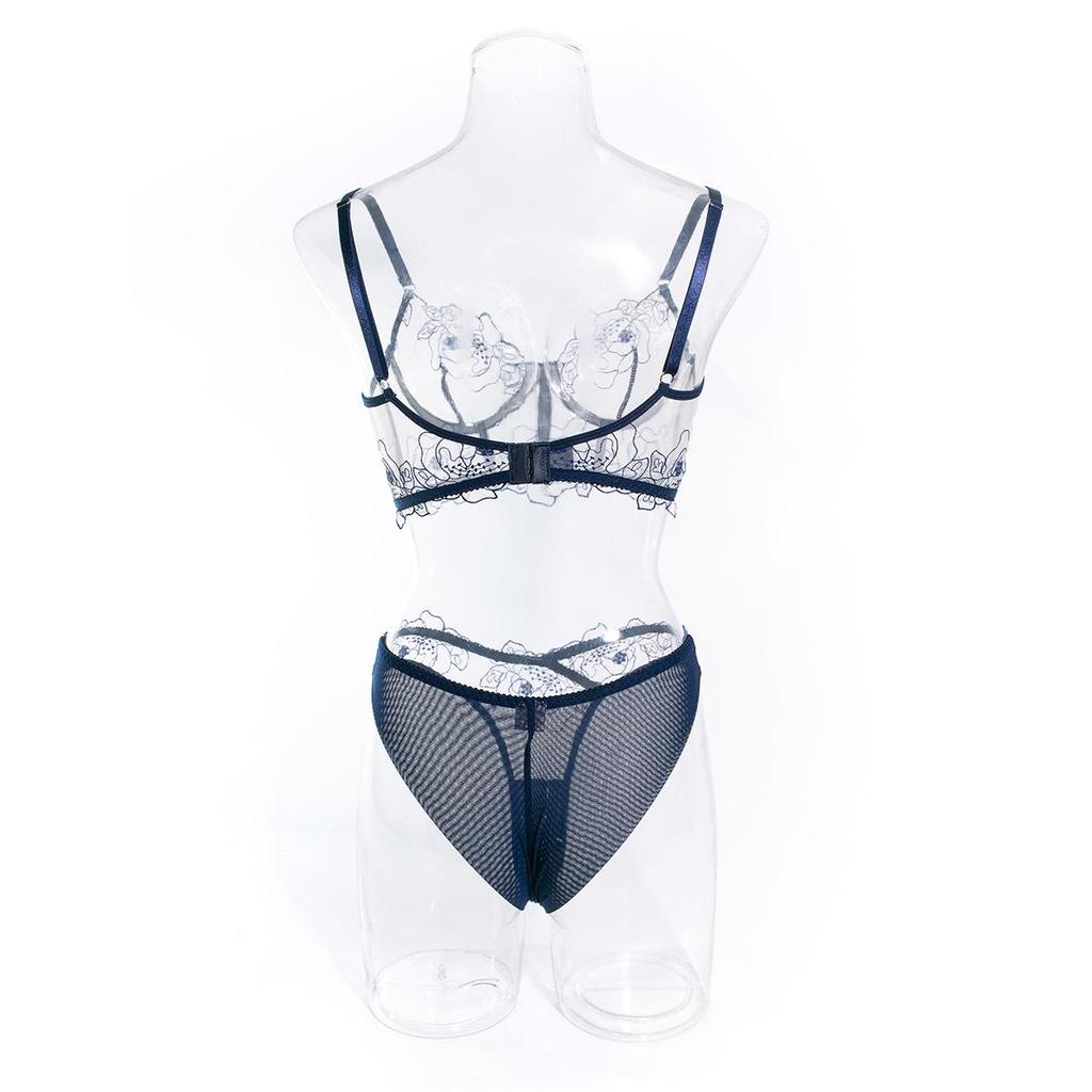 Herringbone Backless Corset & See-Through Lingerie Set with Triangle Panties