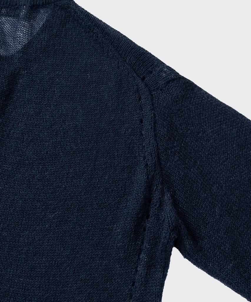 NONBLANK Crop Henley Neck Ls Knit_Navy