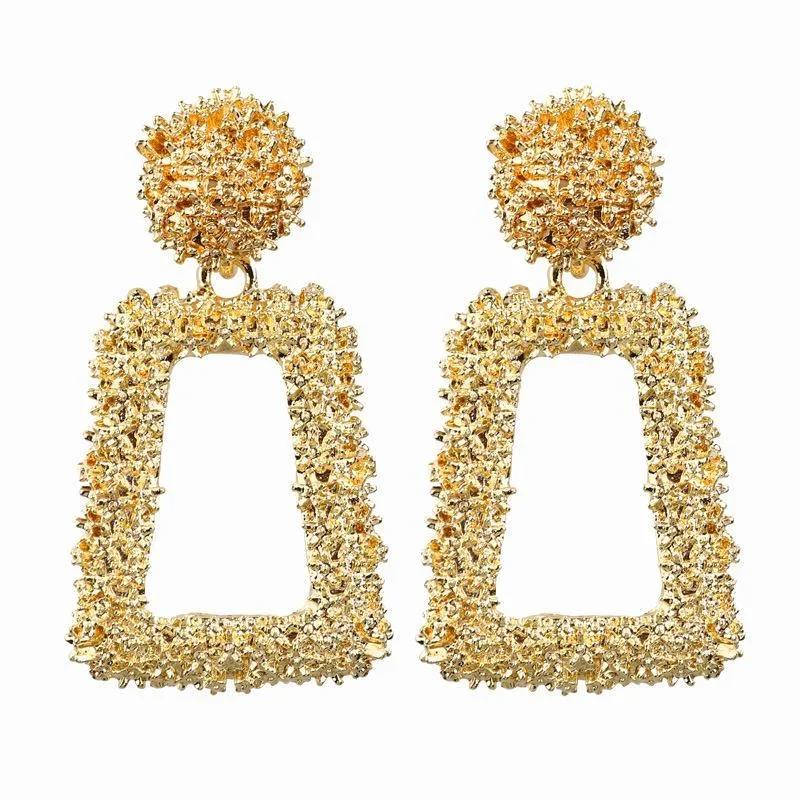Vintage Earrings Women Gold Color Geometric Statement Earring Metal Earing Hanging Jewelry Wedding Fashion Accessories for Women