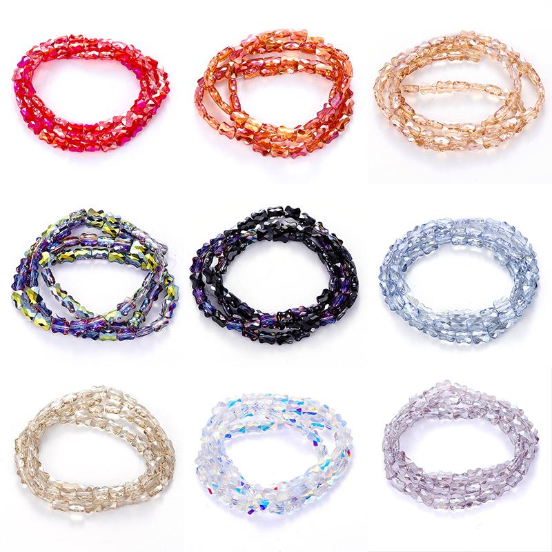 Bamboo Glass Beads AB Color Faceted Flat Curved Waist Column Crystal Loose Spacer Bead for DIY Crafts Earring Bracelet Jewelry