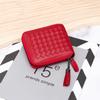 Classic sheepskin woven zipper small wallet 2025 new large capacity multi-functional change coin bag half fold wallet