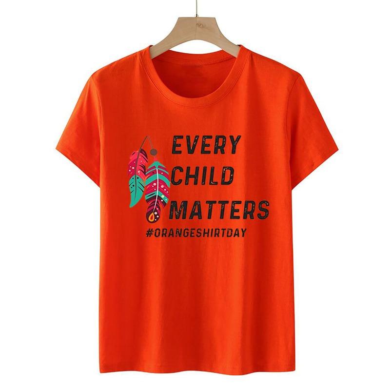Every Child Matters Casual Printed Round Neck Loose Cotton Short Sleeved Top T-Shirts Unisex