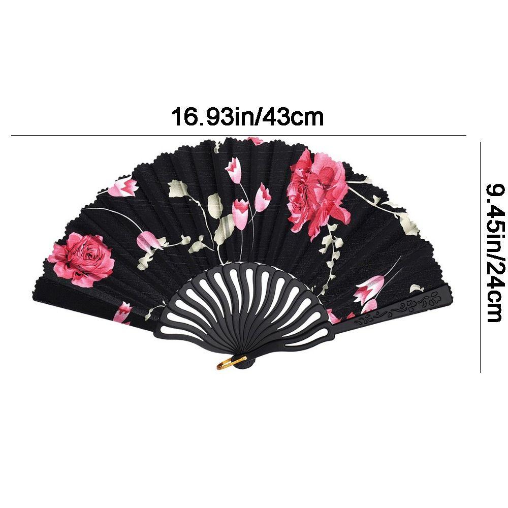 Decorative Folding Fan Plastic Rod Dance Fan Exquisite Flower Handheld Fan  Hanfu Accessories