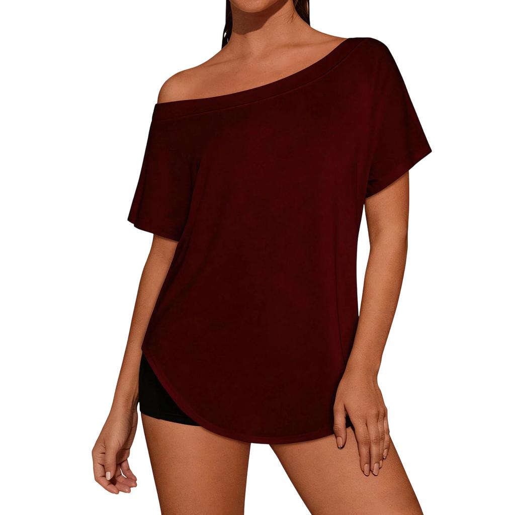 Women's Relaxed-Fit Casual Asymmetrical Off-the-Shoulder Top