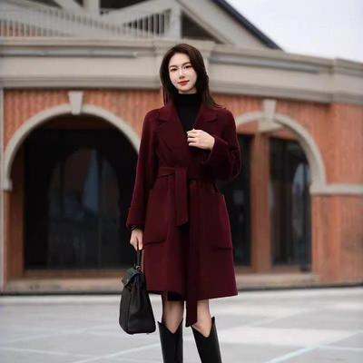 2025 Autumn/Winter Women's Double-Faced Wool and Cotton-Padded Mid-Length Coat