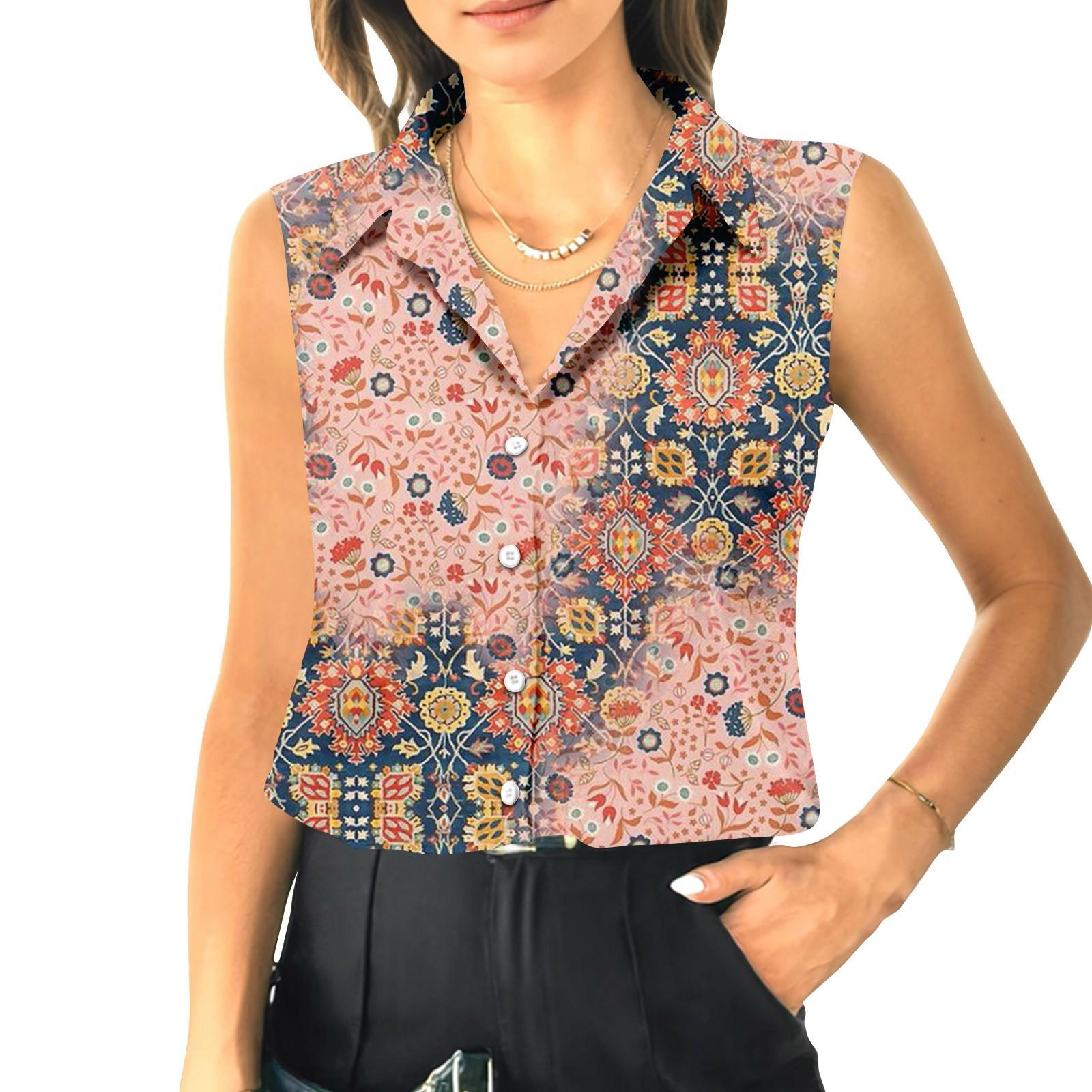 

Женский летний свободный топ без рукавов с воротником-стойкой XL розового золота