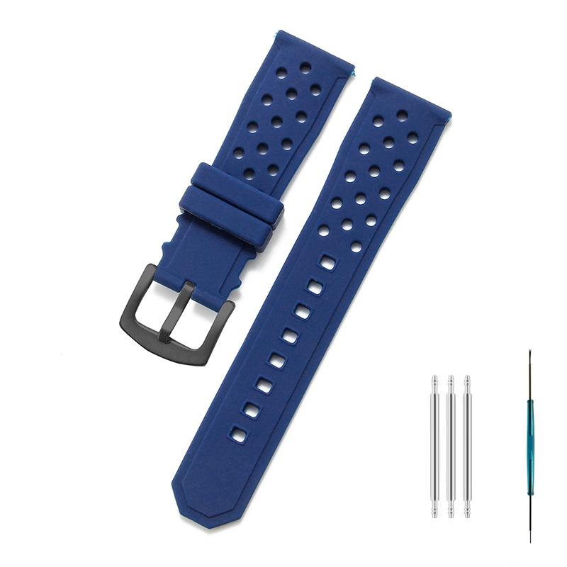 22mm Watch Strap For TAG Heuer F1 Monaco Carrera Formula 1 Watchband Air Vent Hole Wristband Rubber Silicone Bracelet Accessory