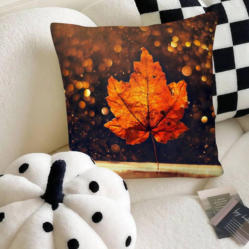 Red Maple Leaf Pillow Case Fashion Square Pillowcase Bedroom Sofa Room Ins Decoration Leisure