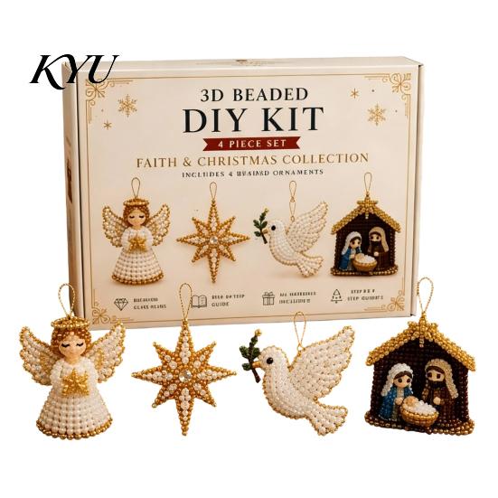 Parent Child Interactive Activity 3D Beaded DIY Kit, Lifelike Christmas Animal Beading Craft Set, Set for Kids Handmade Easy Embroidery Kit And Adults