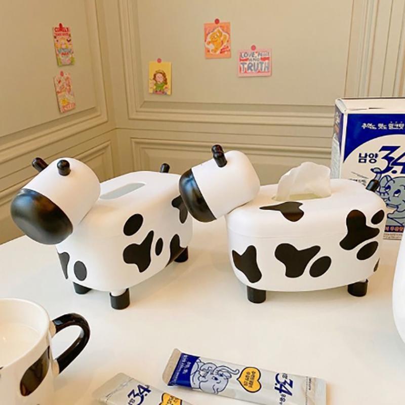 Cutie de șervețele în formă de vacă, cu suport pentru scobitoare, pentru acasă, pentru șervețele, dozator de hârtie, suport pentru depozitare, cutie, decor de masă