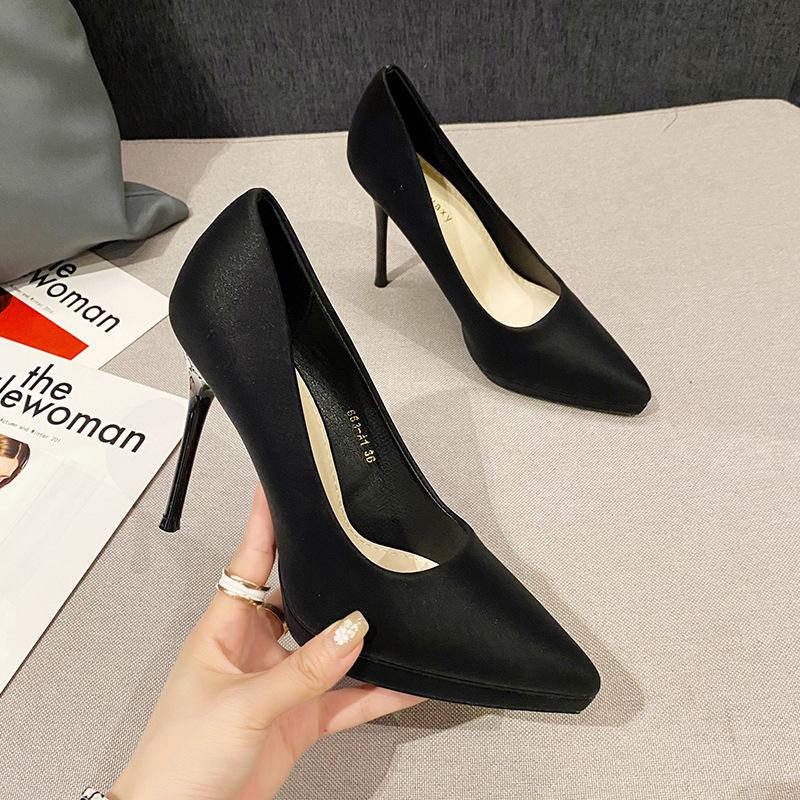 Pointed super high heel banquet shoes women's shoes sexy thin heel single shoes light mouth waterproof table etiquette shoes 663-A1