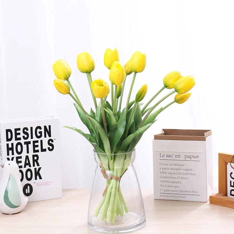 Five-headed Artificial Flowers Tulips Bouquet Real Touch High Quality Silicone Fake Flowers Home Room Garden Wedding Decorations