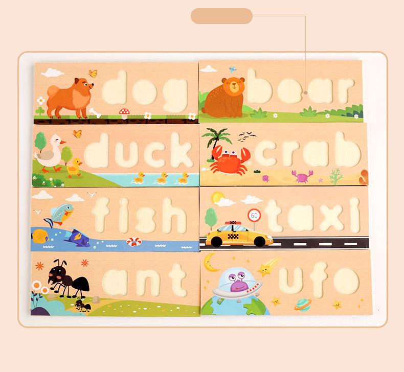 English Spelling Flashcards: Parent-Child Educational Battle Game with Wooden Blocks