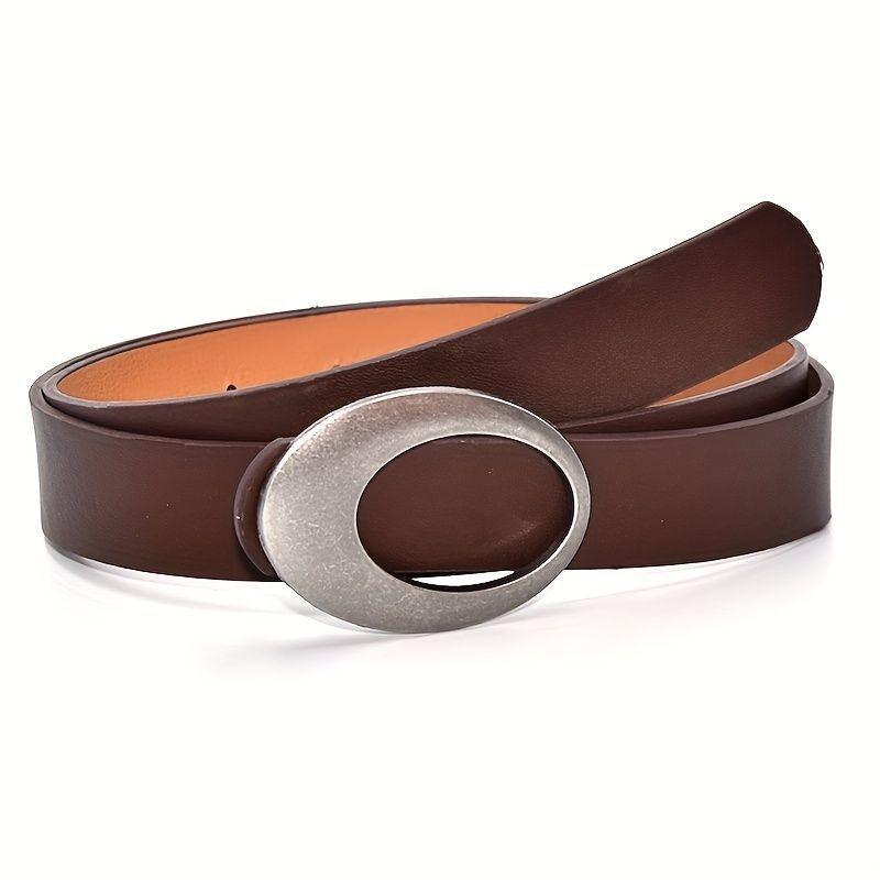 

Модный овальный стильный полый металлический ремень на кнопках, универсальный аксессуар для платьев, джинсов Coffee 2.8115