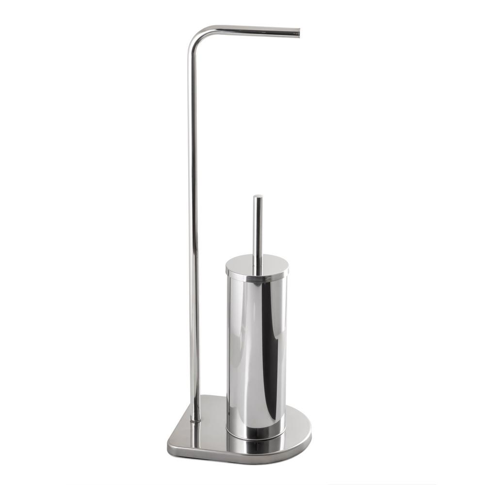 Toilet paper and toilet brush stand AWD INTERIOR 1981 silver stainless steel