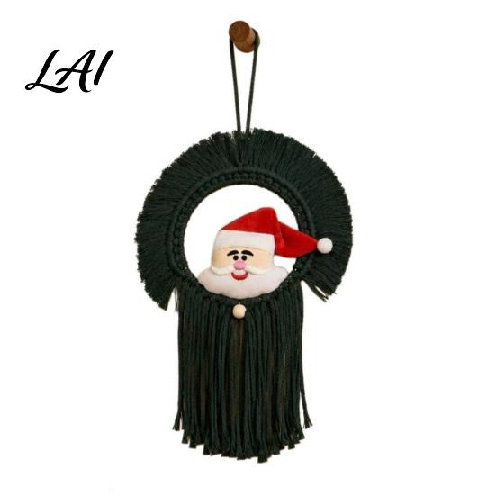 Hand Woven Wall Hanging Hand‑Woven Santa Claus Tapestry Hanging Christmas Decor with Atmospheric Ornament Tassels Boho for Kid Room Home