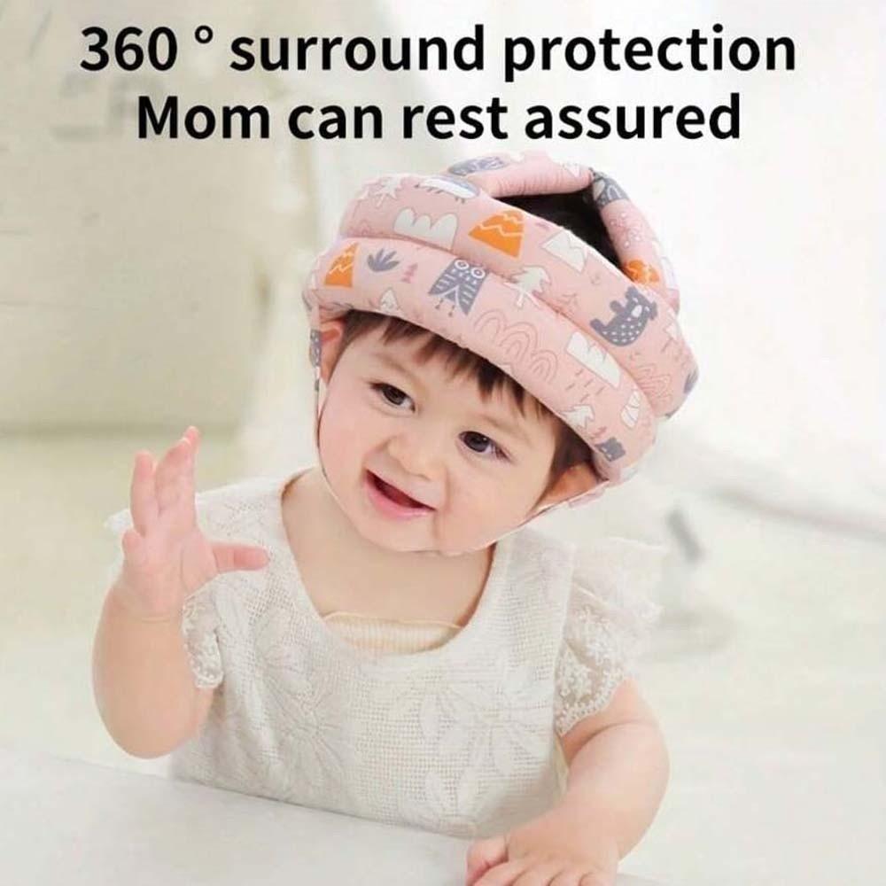 Adjustable Strap Head Protector Cartoon Pattern Anti-Fall Headwear Infant Cap  Nursery Floor