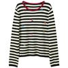 Sancai Women's Embroidered Striped Round Neck Knit Sweater