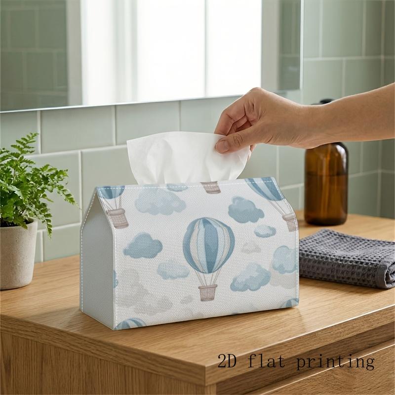 1pc Whimsical Sky Tissue Box, - Hot Air Balloon Cloud Blue Pattern Design, for Home, Parties, And Car Decoration - Stylish Tissue Paper Organizer for