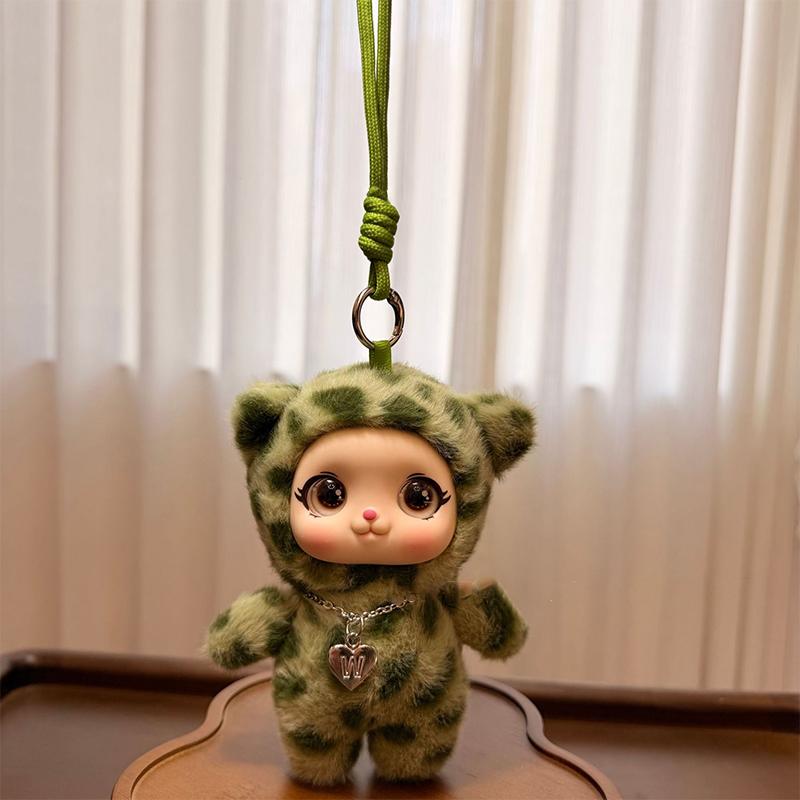 Cute Cartoon Leopard Series Big Eyes Vinyl Face Plush Doll Pendant Backpack Decoration Gifts