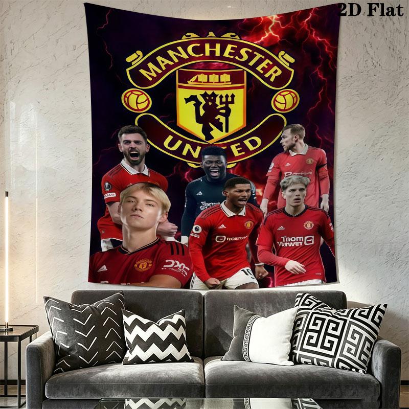 Retro MUFC CanvasWall Hanging Printed Fabric Blanket Decorative Tapestries for Bedroom Living Room Home Decor