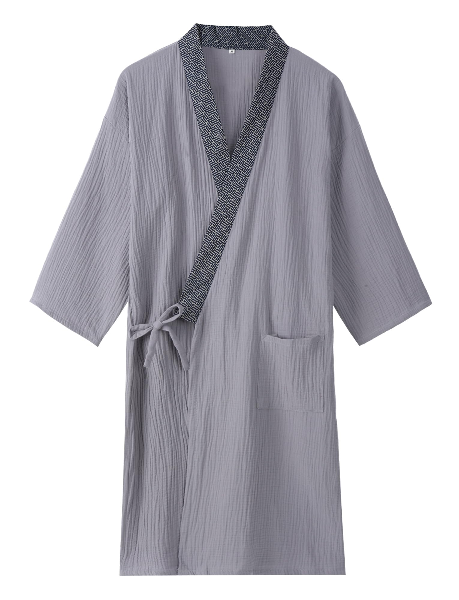 

Халаты из марли Идеально подходят для и Отель XL Мужской халат, Домашняя одежда, 100% хлопок, Влагоотводящий, Быстросохнущий, С открытой передней частью, В японском стиле, Дышащий, серый