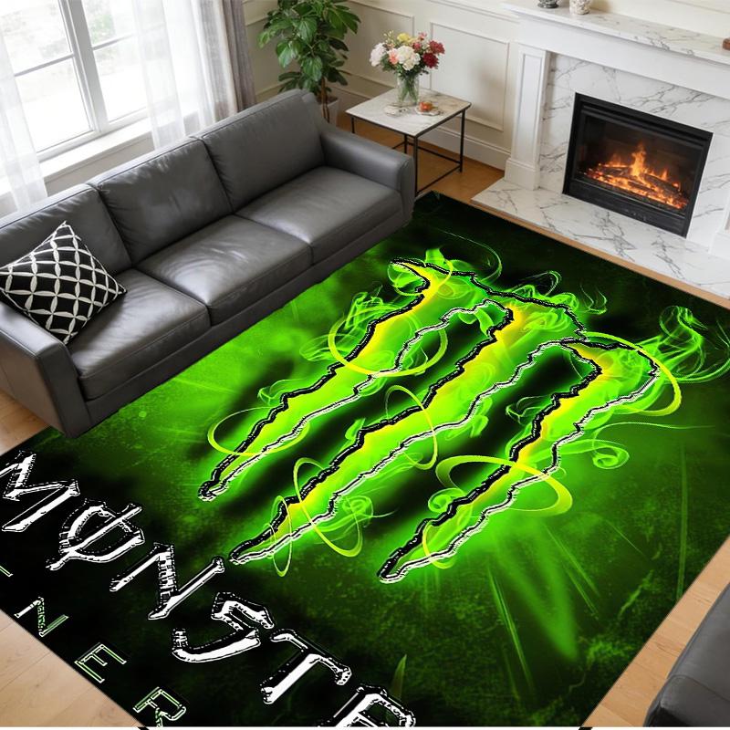 Monster Energy Druck Kristall Samt Plüsch Teppich Anti?Slip-Verschleiß?Robuster Bodenbelag Teppich für Innenbereich Haushalt Heimdekoration
