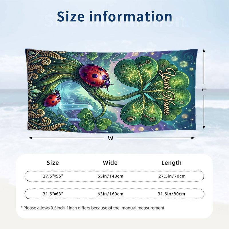 Serpent Floral Enchantment Theme Quick Dry Beach Towel Custom Name Text Print Large Sand Resistant Towel Beach Vacation