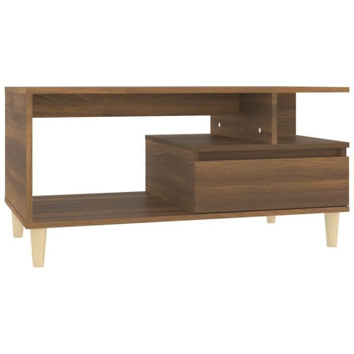 819619 vidaXL Table basse Chêne marron 90x49x45 cm Bois d'ingénierie