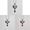 Gothic Halloween Necklace With Red Gemstone Geometric Pendant For Women