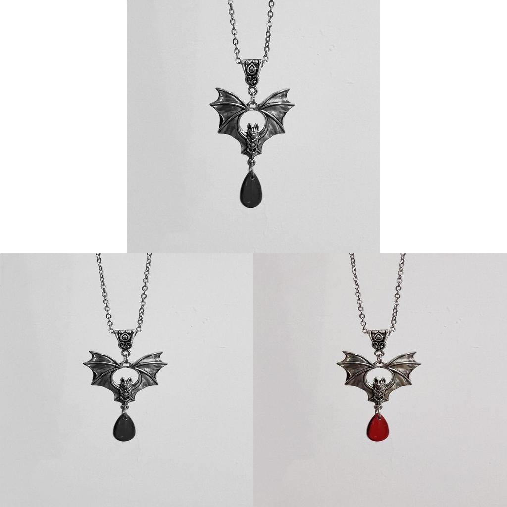 Gothic Halloween Necklace With Red Gemstone Geometric Pendant For Women