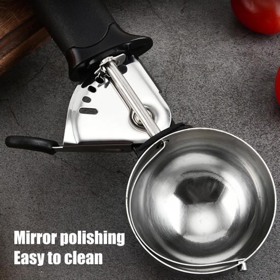 Ice Cream Scoop with Press Release, Stainless Steel Melon Baller, Non Stick Fruit Scoop for Watermelon, Kitchen Tool