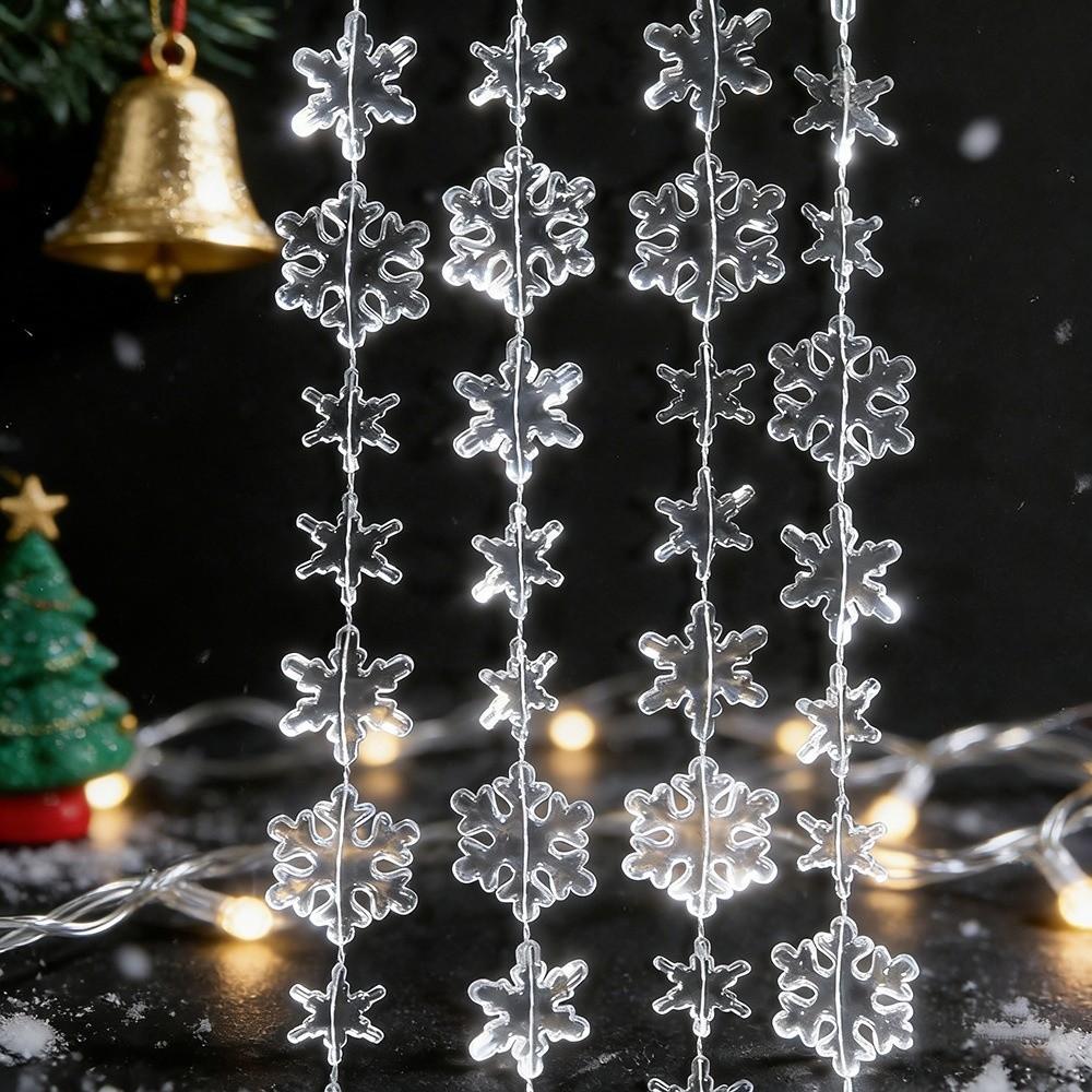 Clear Christmas Hanging Ornament 300cm Snowflake Beaded String Acrylic Bead Chain Party Decoration