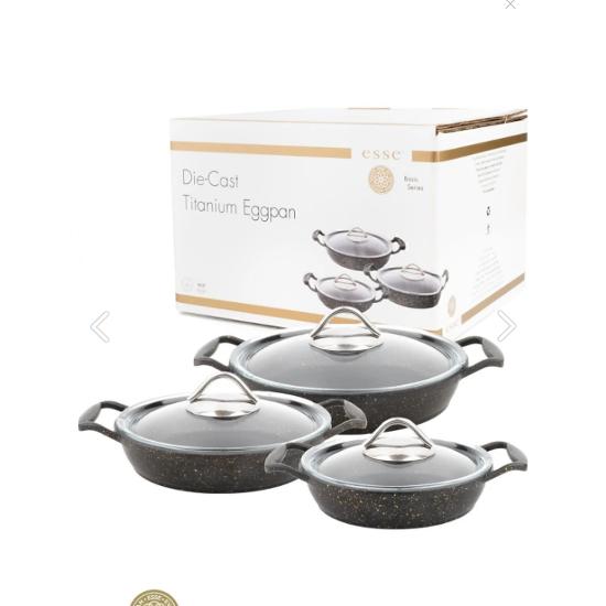 

Döküm Titanium 3k Cam Kapaklı 3 lü Sahan Set