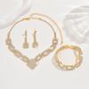 Jewelry Set High-end Full Diamond Three-piece Necklace Earrings Bracelet Dinner Dress Jewelry Accessories.