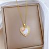 Titanium Steel, Love Dripping Oil Cat Full Diamond Temperament Gorgeous Full Diamond Necklace Female Versatile Collarbone Chain Titanium Steel Chain