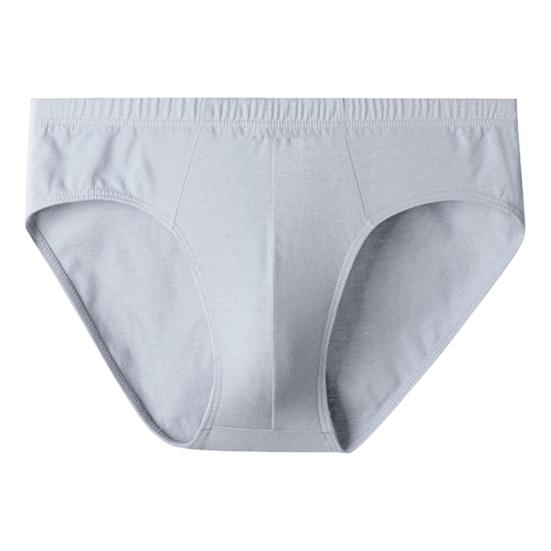 Men Summer Briefs Mid-rise Elastic Waistband Panties Solid Color U-convex Breathable Underwear for Daily Wear Sleep