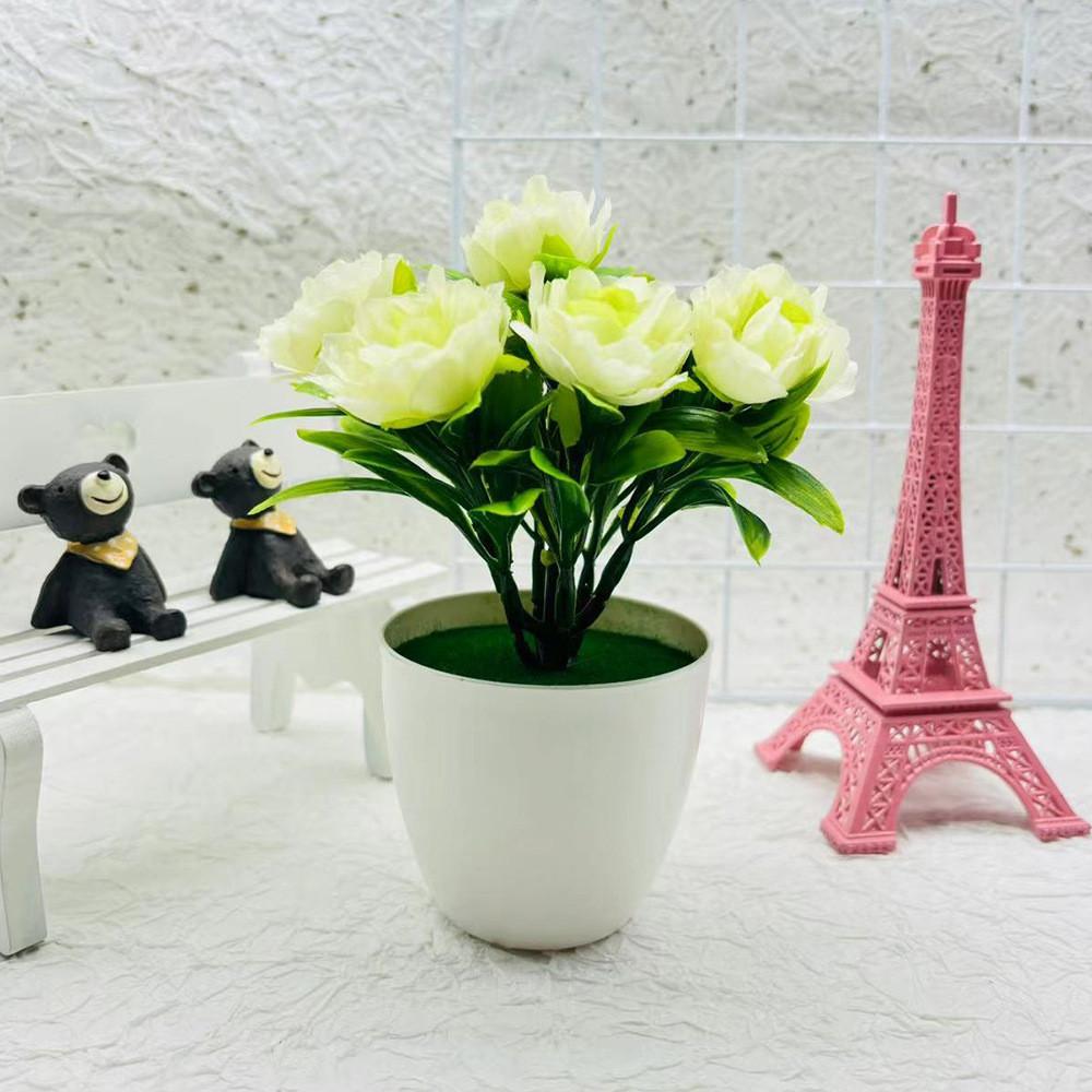 Peony Rose Artificial Flower Arrangement With Plastic And Silk For Indoor Decoration