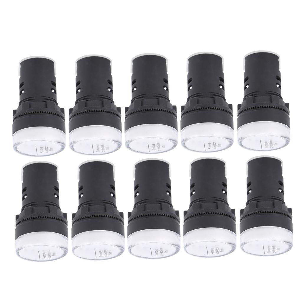 10Pcs AD16‑22DS LED Signal Light White High Brightness Indicator Equipment AccessoryAC220V