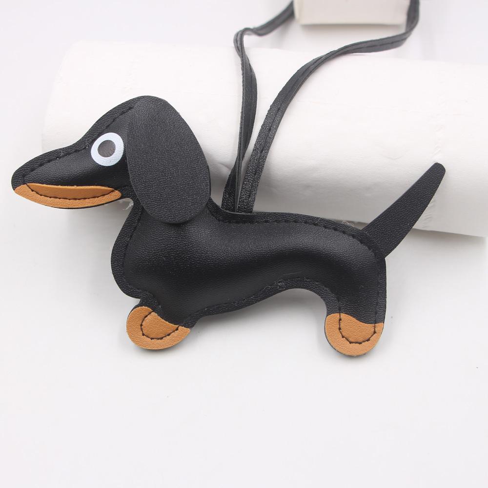 +Cartoon Leather Sausage Dog Hand Rope Bag Pendant Phone Case Accessories Pendant Car Dog Keychain