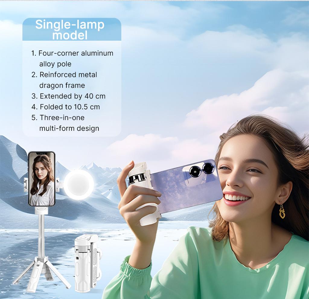Mini Bluetooth Selfie Stick Multifunctional Integrated Type Selfie With Handle Foldable Retractable Portable Gamepad Stand