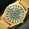 VINTAGE HAND-WINDING SWISS MENS POKER FACE GREEN COLOR DIAL WATCH A701150-5 R205b-a701150